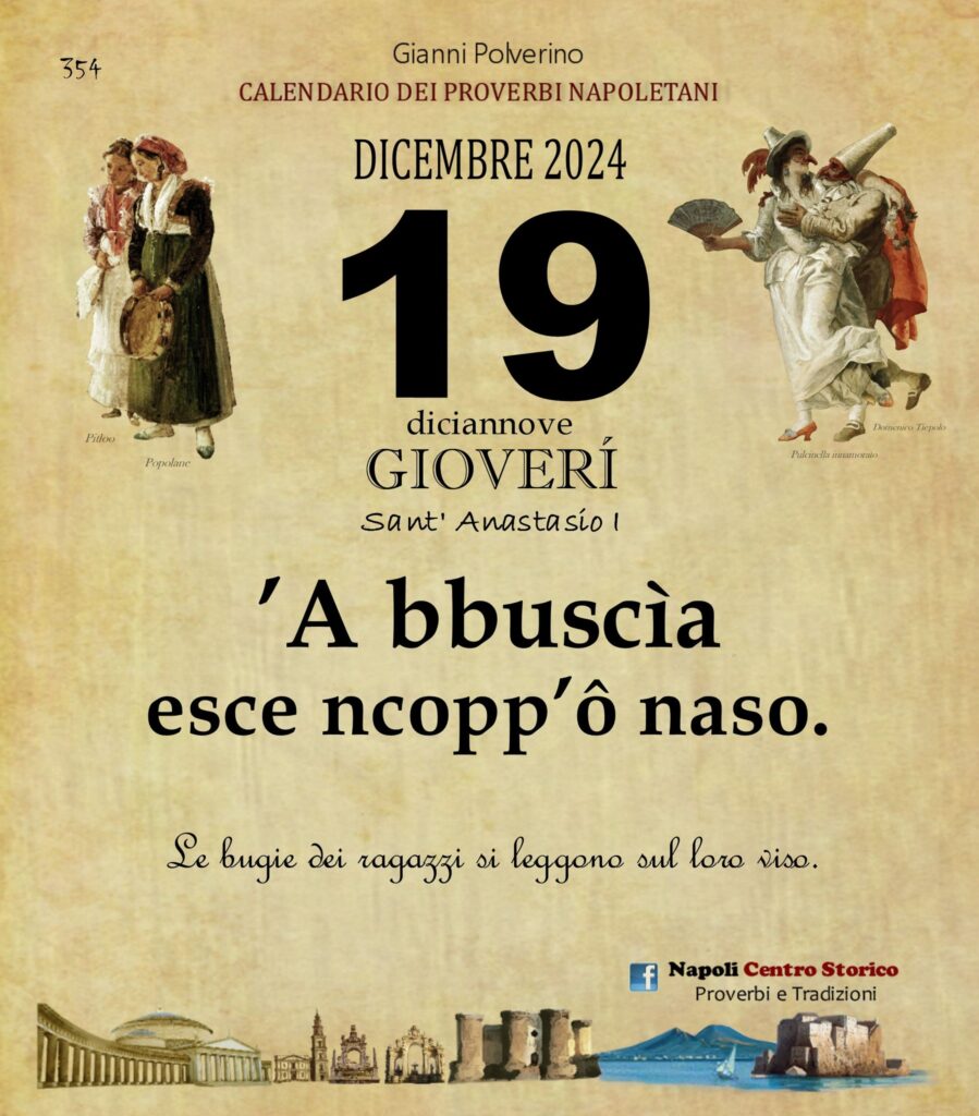 O PRUVERBIO D O JUORNO. Giovedi 19 dicembre 2024