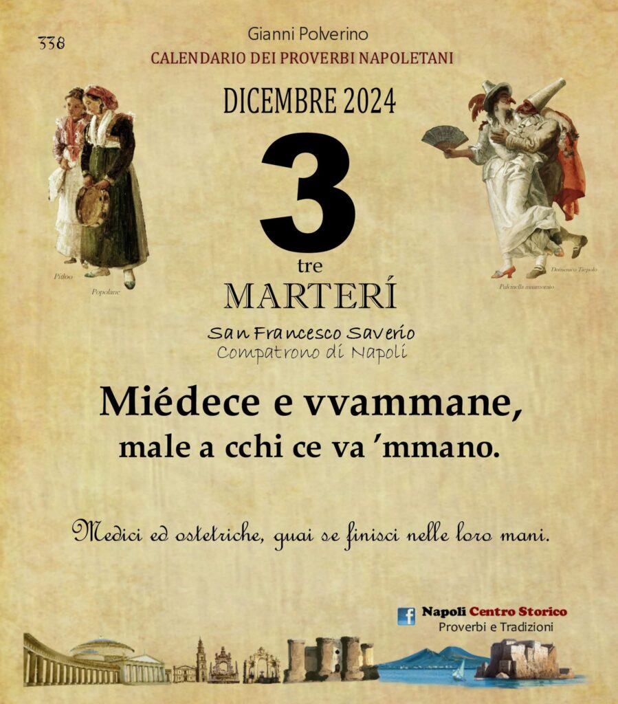 O PRUVERBIO D O JUORNO. Martedì 3 dicembre 2024