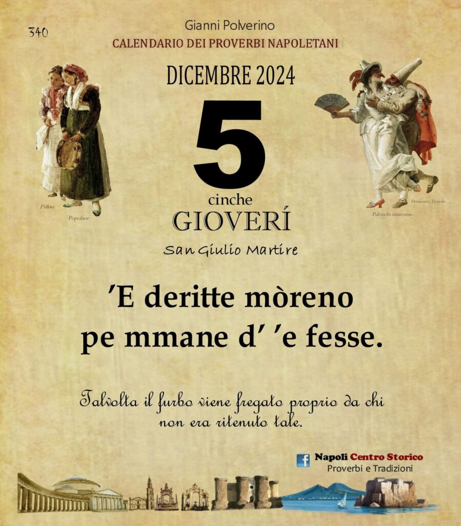 O PRUVERBIO D O JUORNO. Giovedì 5 dicembre 2024