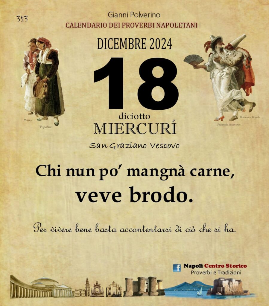 O PRUVERBIO D O JUORNO. Mercoledì 18 dicembre 2024