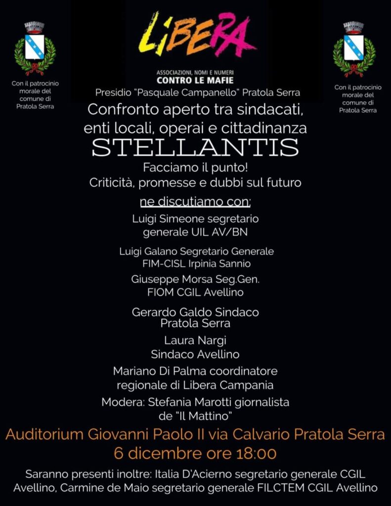 Crisi Stellantis, incontro a Pratola Serra.