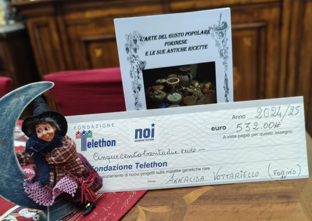 Forino(Av): Successo del. volume di Daniele Biondi L Arte del Gusto Popolare Forinese e le Sue Antiche Ricette . Devoluti 532.00  euro alla Ricerca TELETHON. L Autore Ringrazio la Gente di Forino e il mio Sponsor Ufficiale Dott. Basile per questo importante risultato