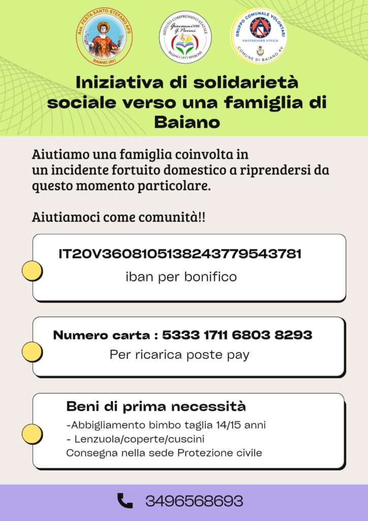 BAIANO. Solidarietà in Azione: La Comunità si mobilita per sostenere una Famiglia in difficoltà