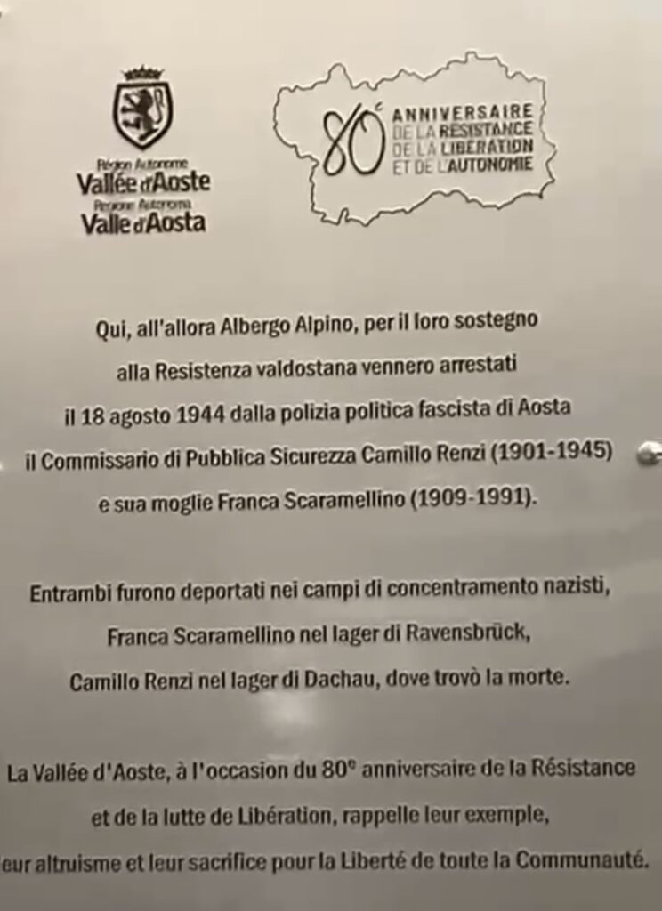 Aosta: Inaugurata una targa in memoria del Mugnanese Commissario Camillo Renzi eroe della Resistenza nazi fascista