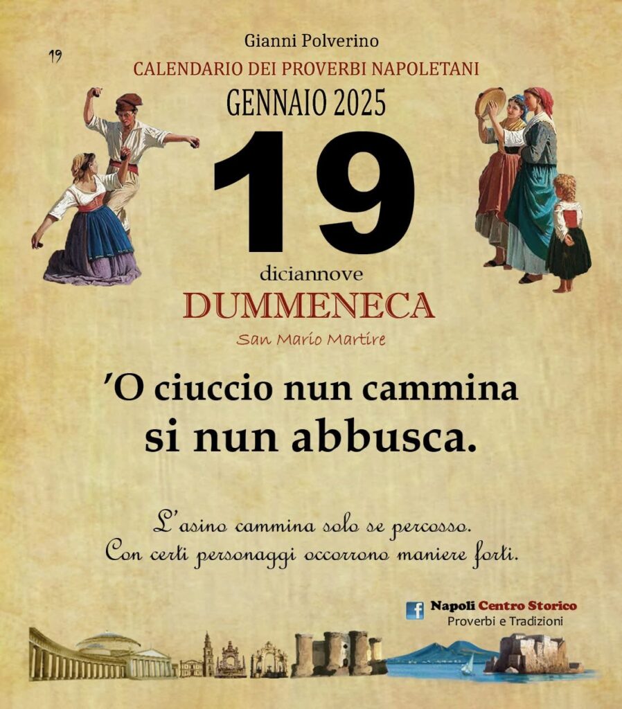 O PRUVERBIO D O JUORNO. Domenica 19 gennaio 2025