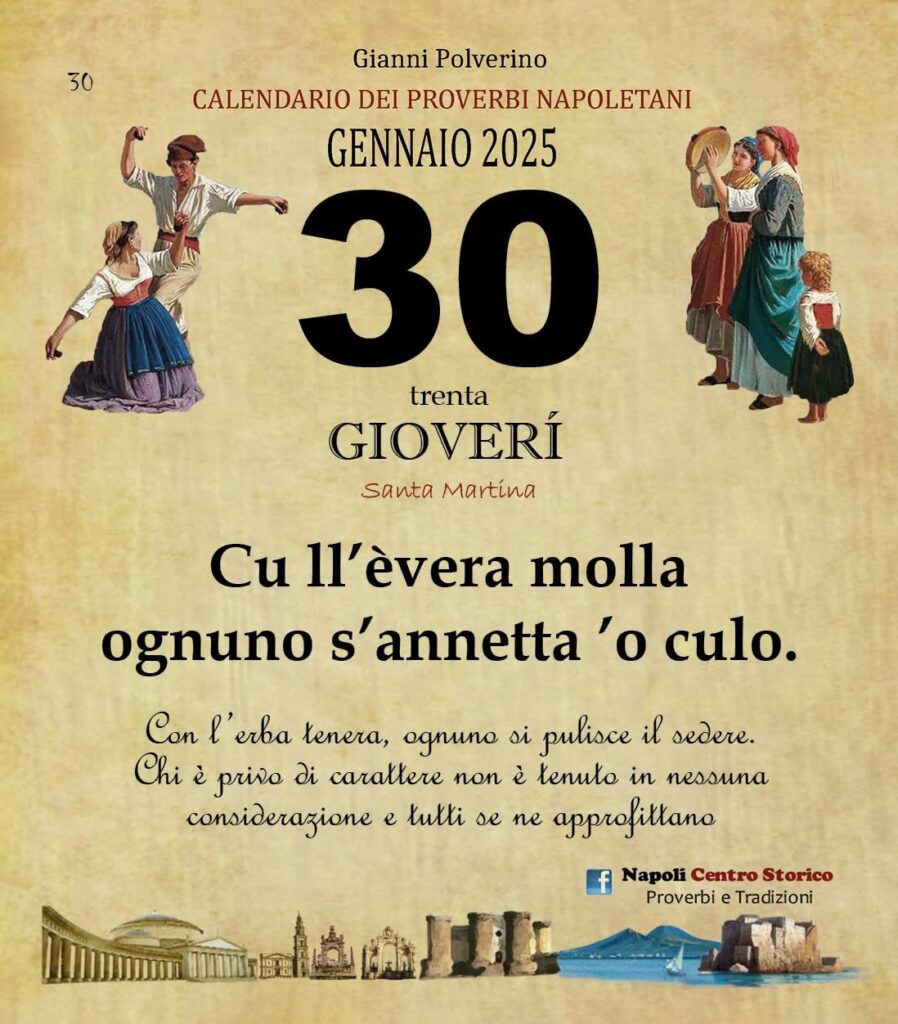 O PRUVERBIO D O JUORNO. Giovedì 30 gennaio 2025