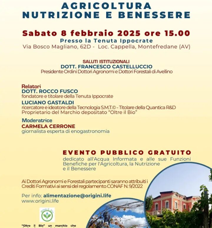 Agronomi Irpini   Convegno a Montefredane su Agricoltura Nutrizione e Benessere. Confronto sulla tecnologia sopramolecolare applicata all’agricoltura