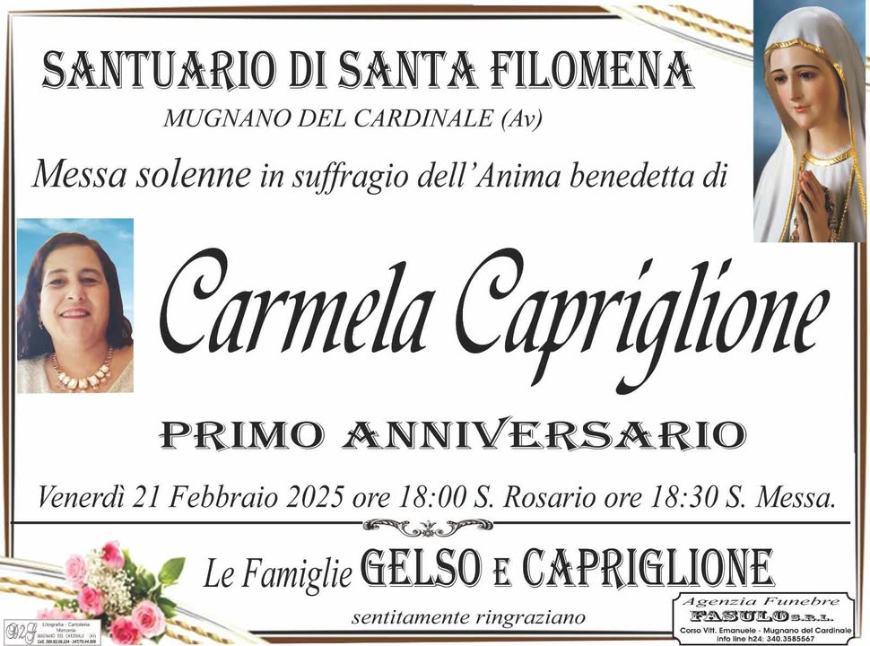 NON E PIU. Mugnano del Cardinale: Primo Anniversario in memoria di Carmela Capriglione