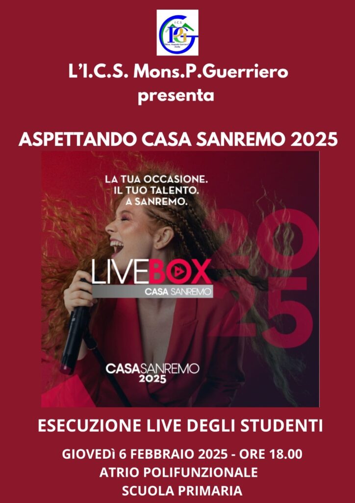 AVELLA. Esibizione Live CasaSanremo LiveBox 2025: l’I.C.S. Mons. P. Guerriero celebra musica e talento giovedì 6 febbraio alle 18:00