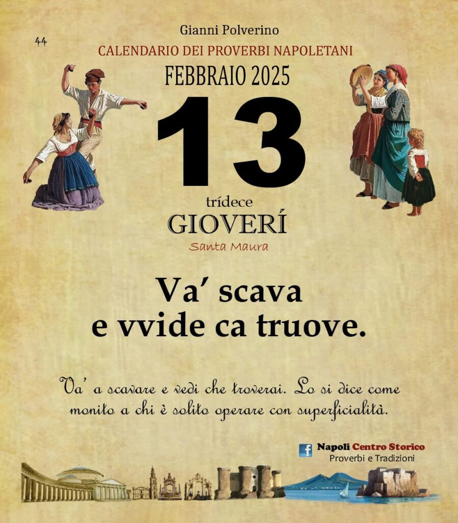 O PRUVERBIO D O JUORNO. Giovedì 13 febbraio 2025