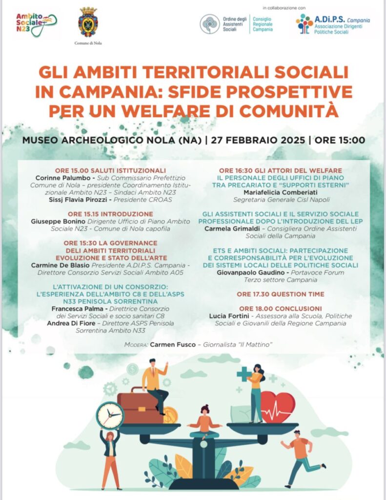 Politiche sociali, a Nola il punto della situazione sugli ambiti territoriali sociali in Campania. Al convegno in programma per giovedì 27 febbraio parteciperà l’assessore regionale Lucia Fortini