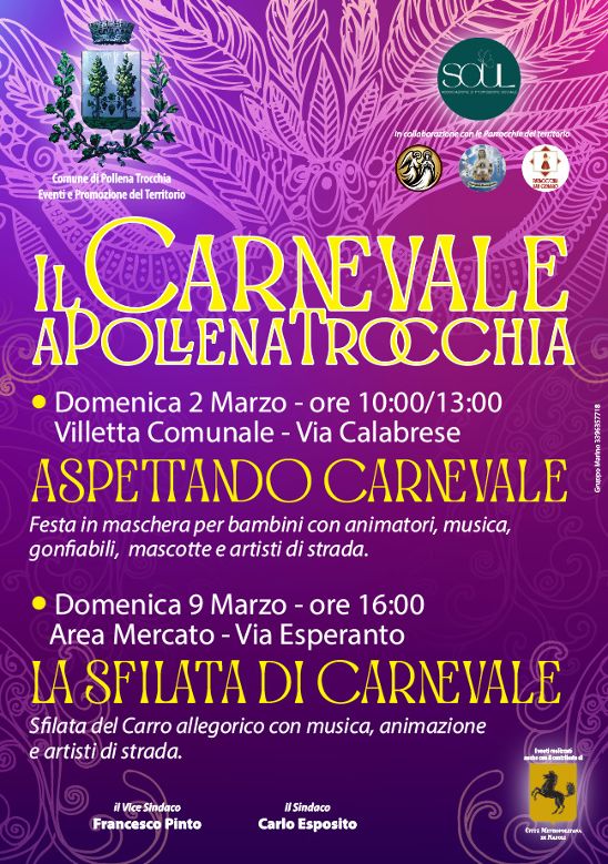 Carnevale 2025, al via i festeggiamenti a Pollena Trocchia Prima festa con animatori, giochi e spettacoli, a seguire sfilata del carro allegorico e di gruppi di ballo per le vie cittadine