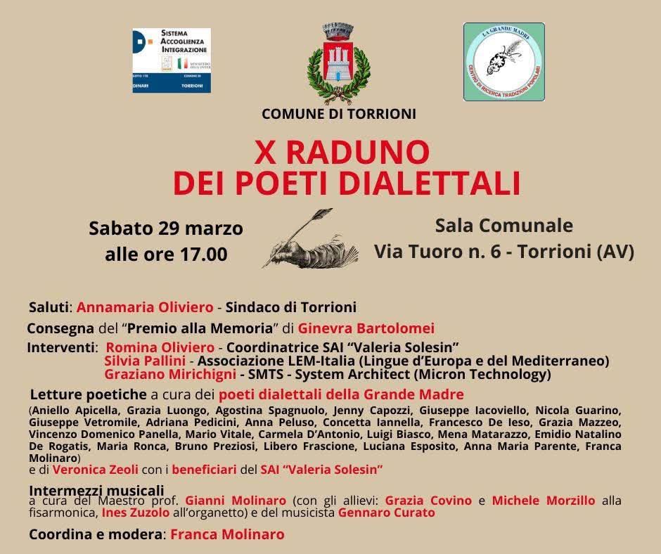 Torrioni (AV)  Il 29 marzo il X Raduno dei Poeti Dialettali.