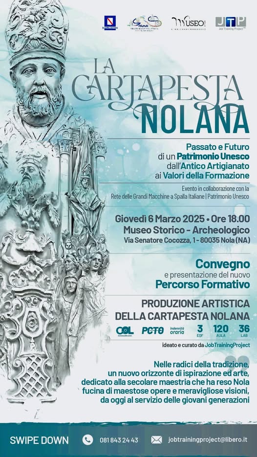 Nasce il primo corso di cartapesta nolana, riconosciuto dalla Regione Campania: levento di presentazione si terrà al Museo archeologico di Nola il giovedì 6 marzo alle ore 18.00