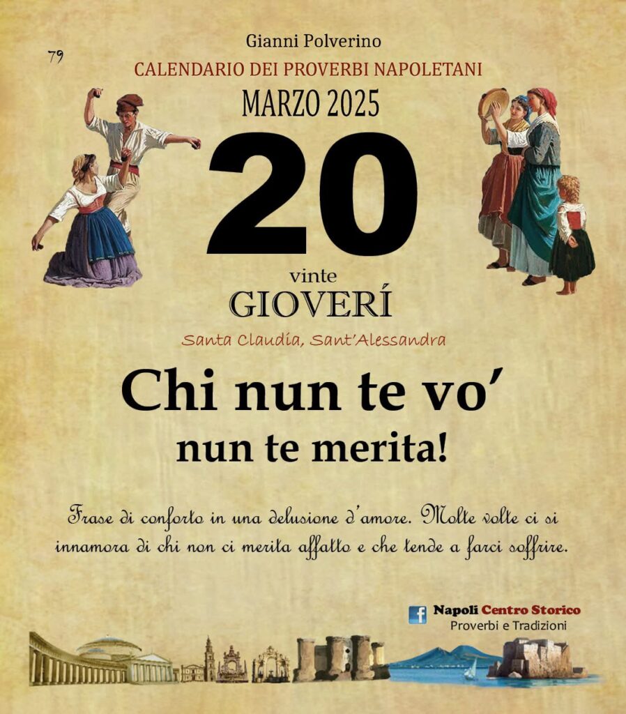 O PRUVERBIO D O JUORNO. Giovedì 20 marzo 2025.