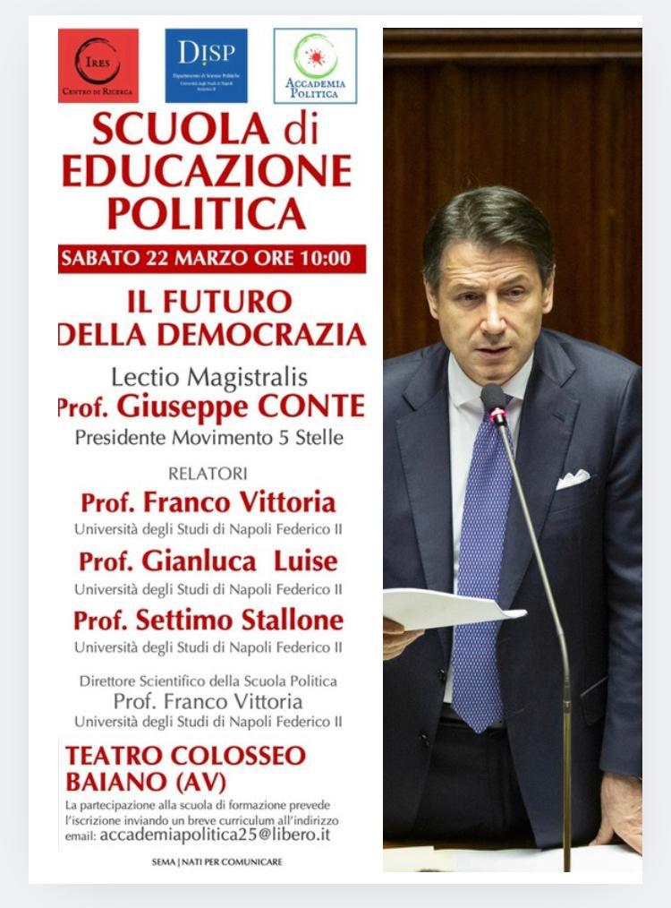 Scuola di Educazione Politica: Lectio Magistralis di Giuseppe Conte a Baiano