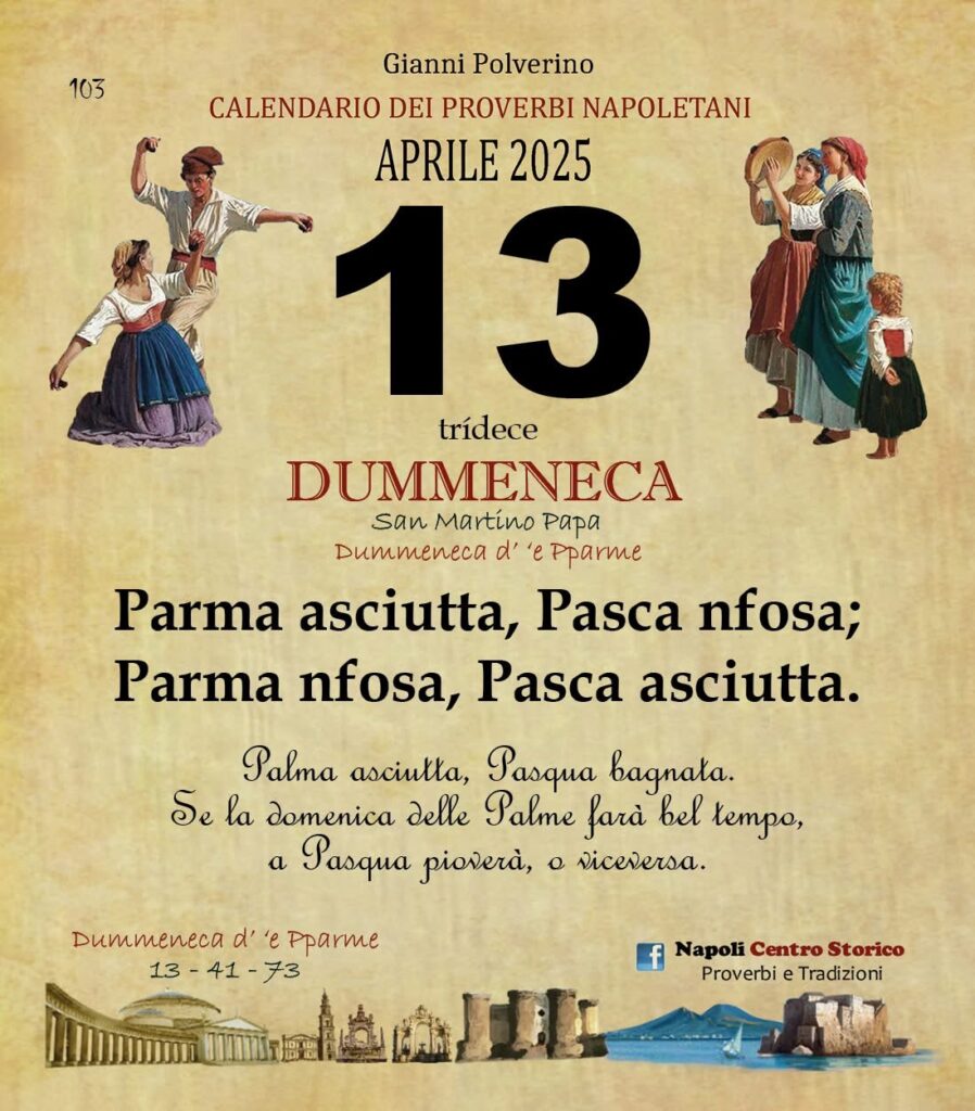 O PRUVERBIO D O JUORNO. Domenica 13 aprile 2025