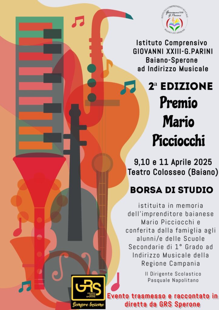 Tutto pronto per il via alla 2ª Edizione del Premio Mario Picciocchi che si terrà 9 – 10 – 11 Aprile presso l’IC GIOVANNI XXIII G.PARINI Baiano (AV)